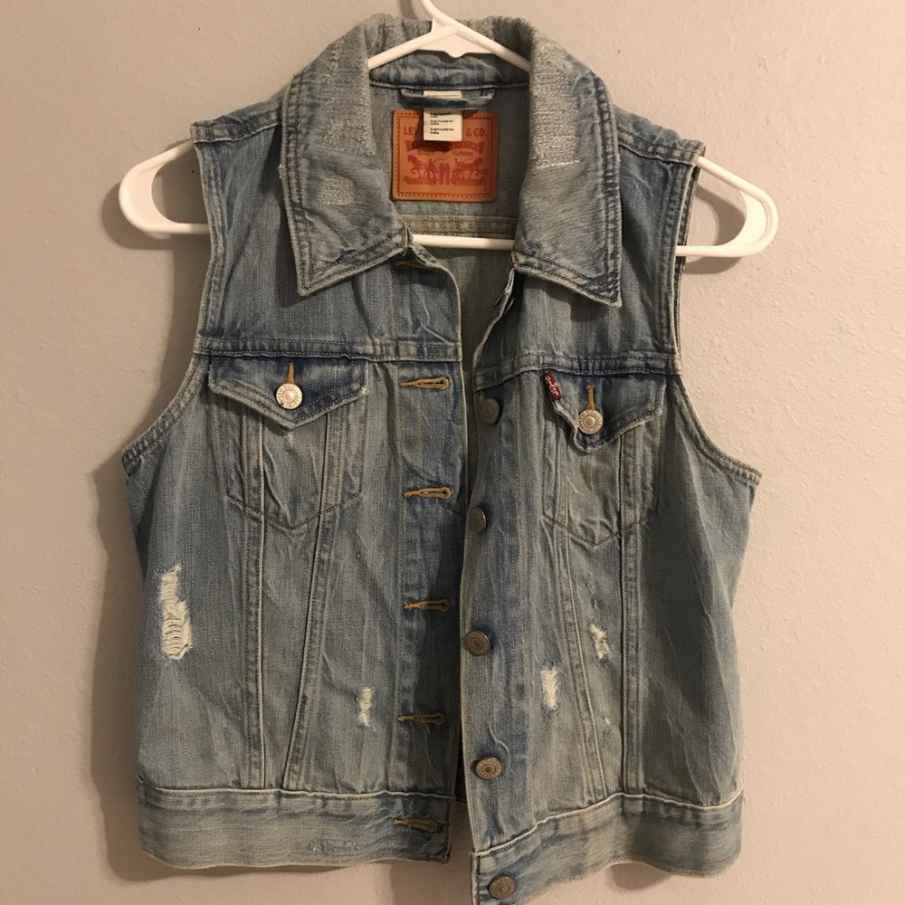 Levi’s Denim Vest- Women’s, Sz S, Distressed Snake